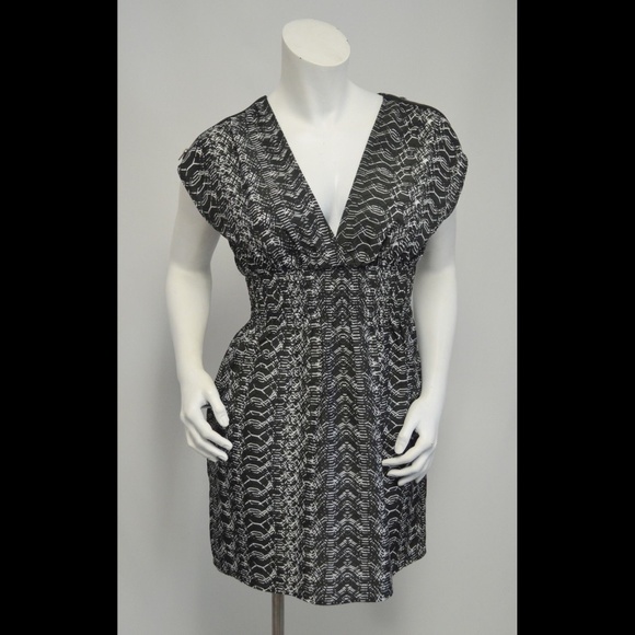 GUESS Dress Black White Print with Pockets - Picture 1 of 7